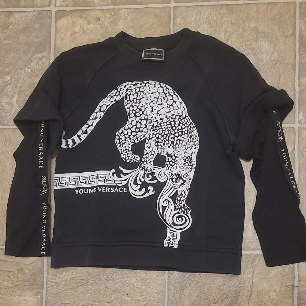 Versace Black Sweatshirt Leopard Design Kids Size